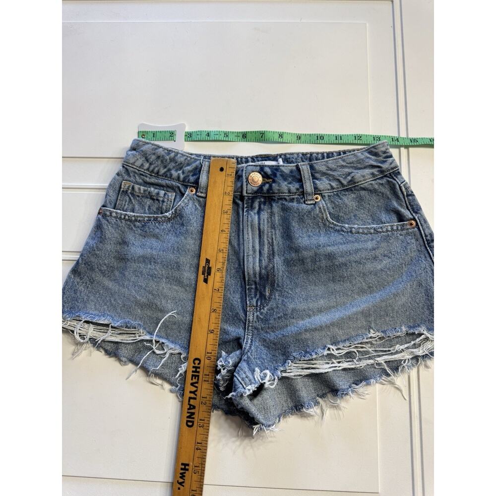 Garage Denim Womens Sz 3 Jean Shorts Blue Festival Cutoff Distressed High Rise - Picture 4 of 5